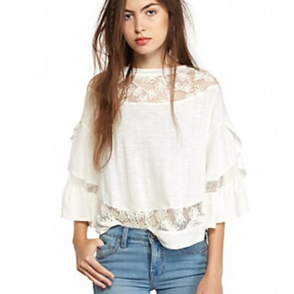 Free People Love Affair Bell Sleeve Ivory Top